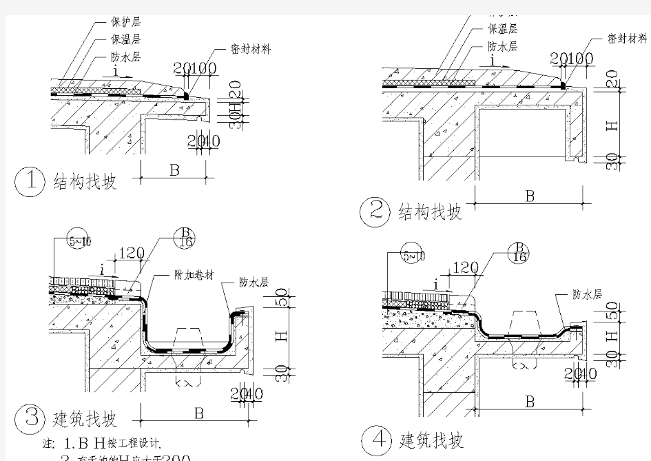 【檐口天沟大样图】挑檐檐沟构造详图