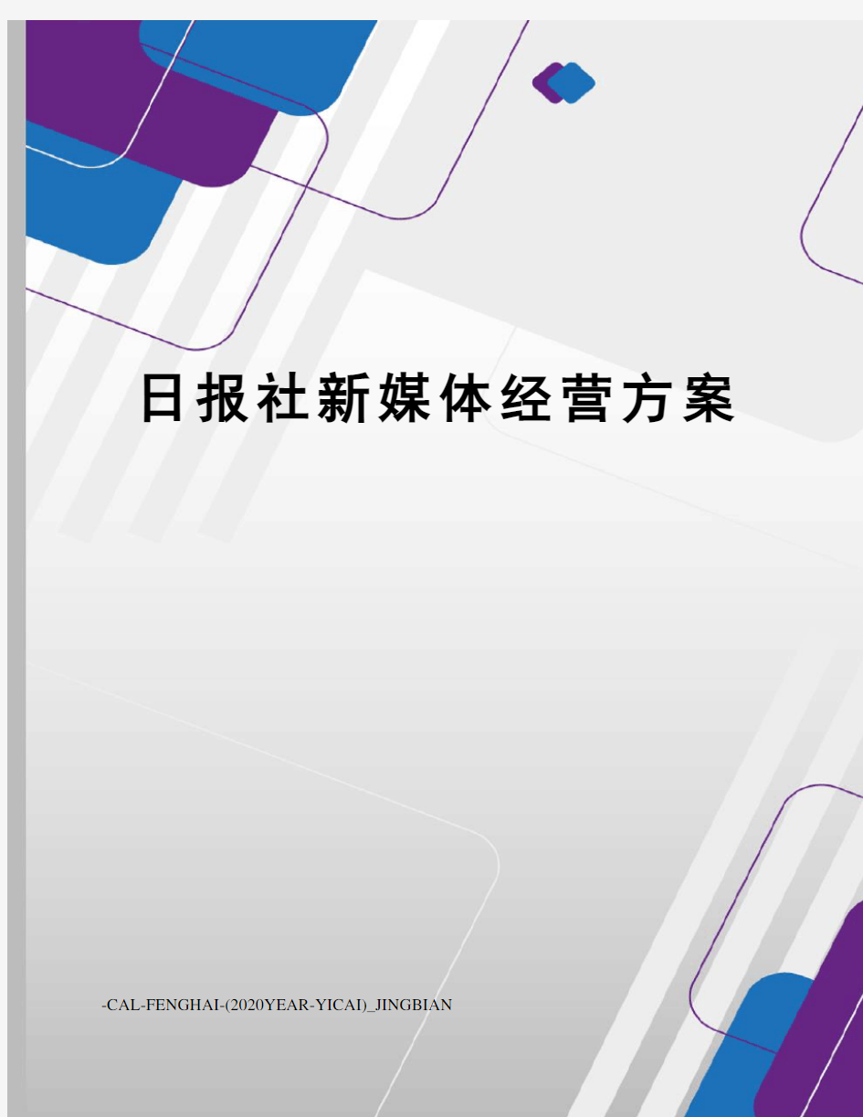 日报社新媒体经营方案