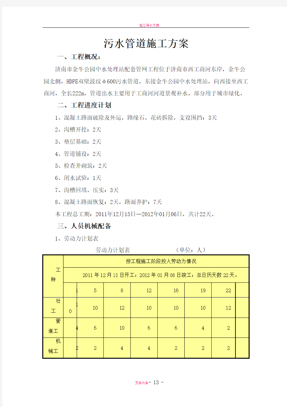 污水管道施工方案(1)