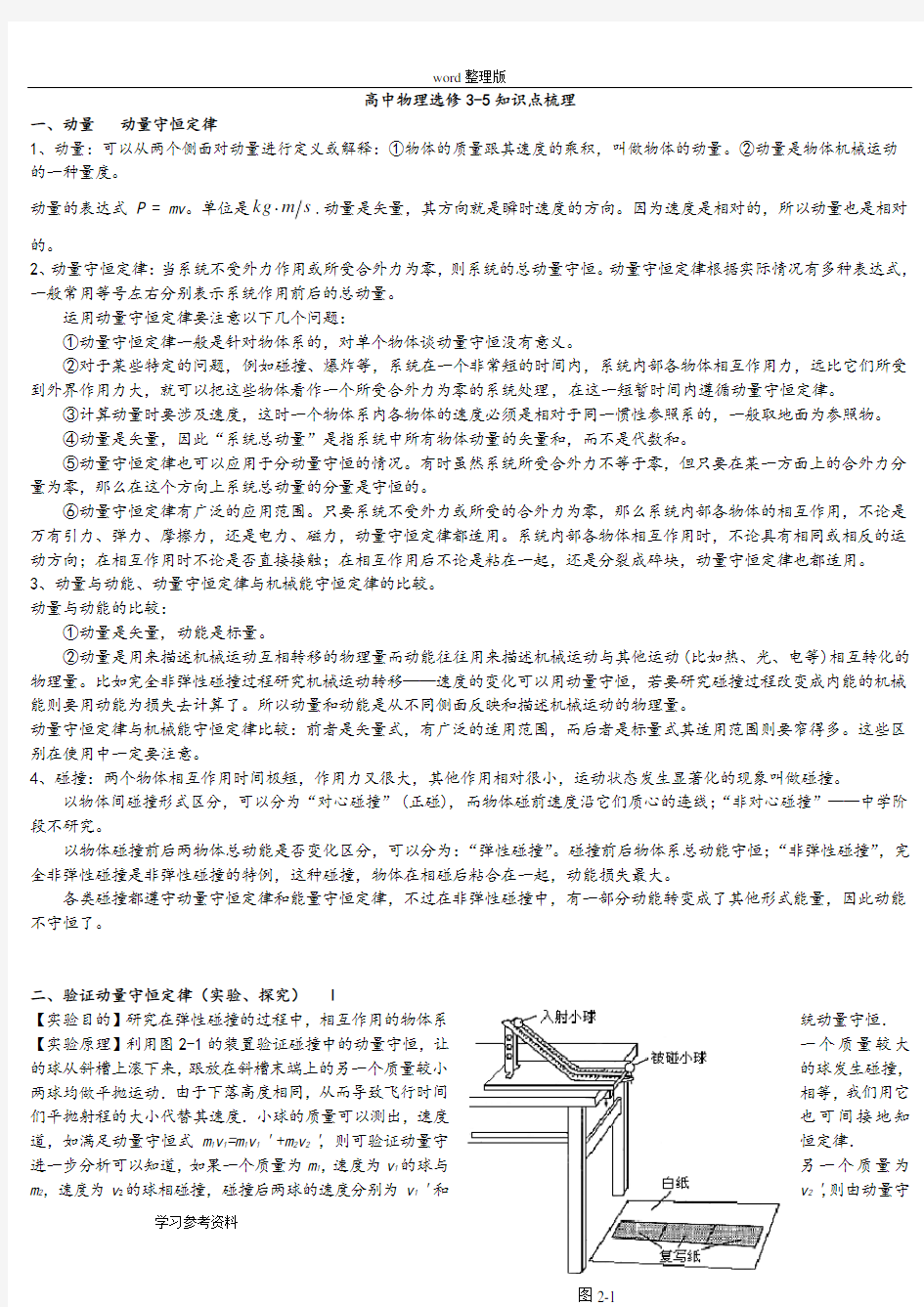 物理人教版高中选修3-5物理选修3-5_知识点总结提纲_精华版