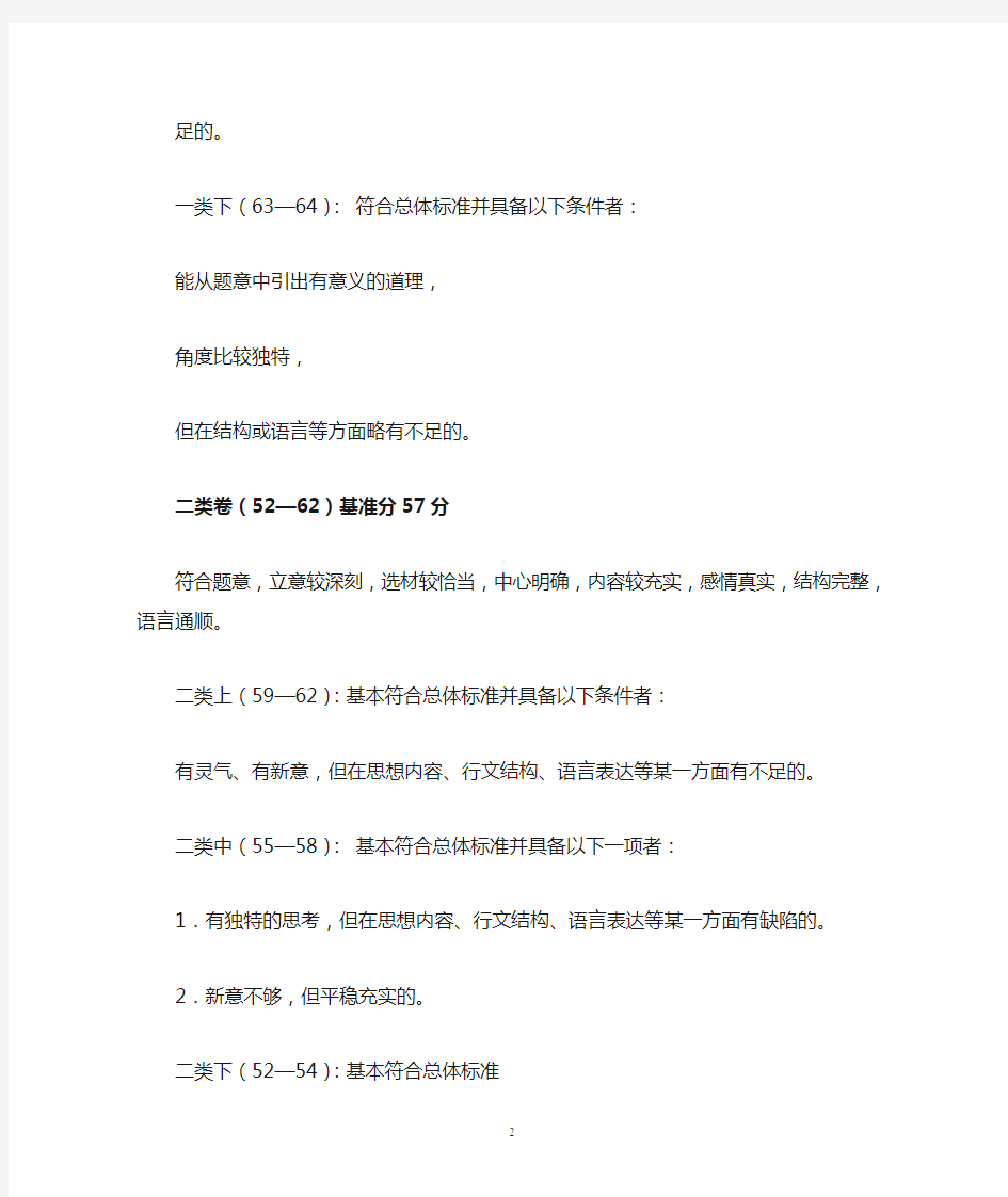 2012年上海高考作文批改标准