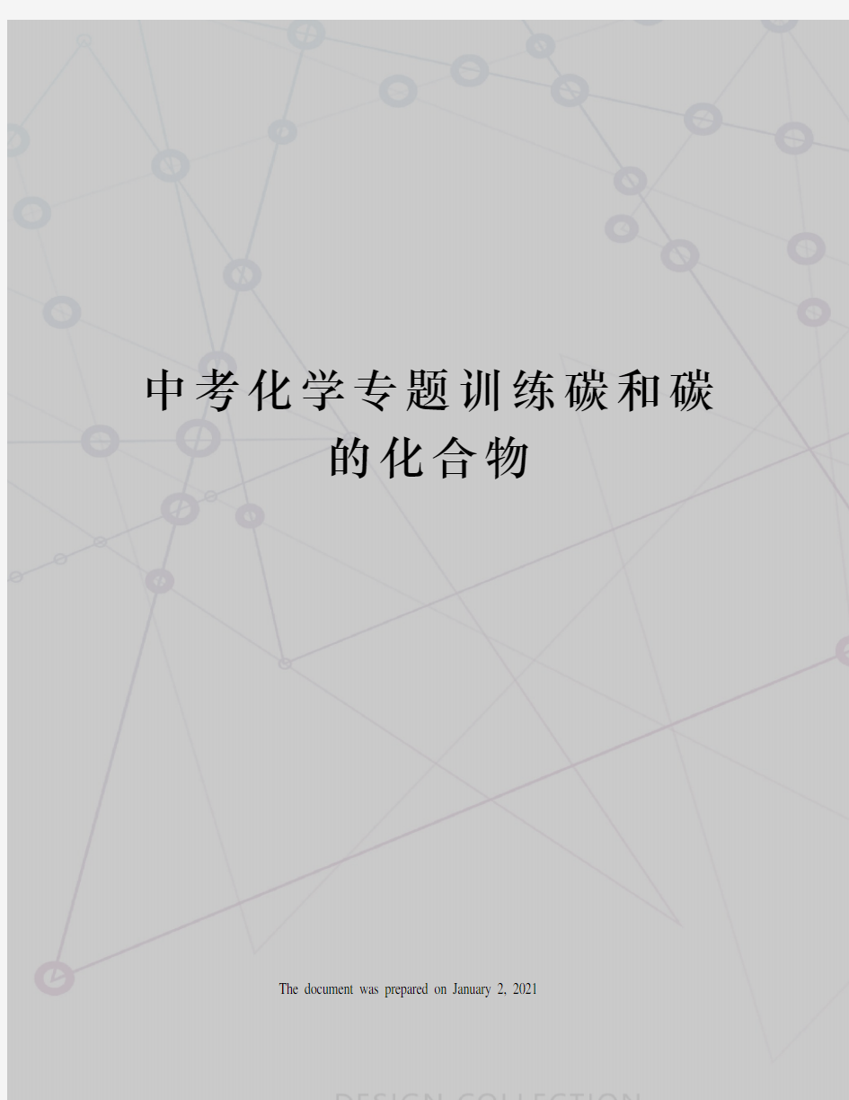 中考化学专题训练碳和碳的化合物