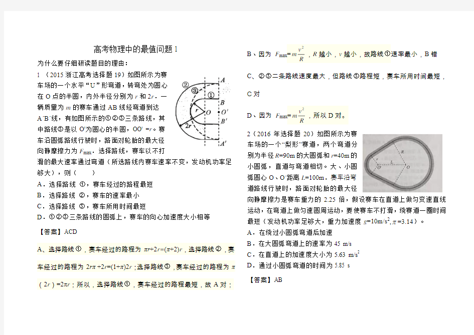 高考物理中的最值问题1(含答案)