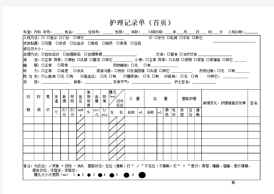 护理记录单(首页)--