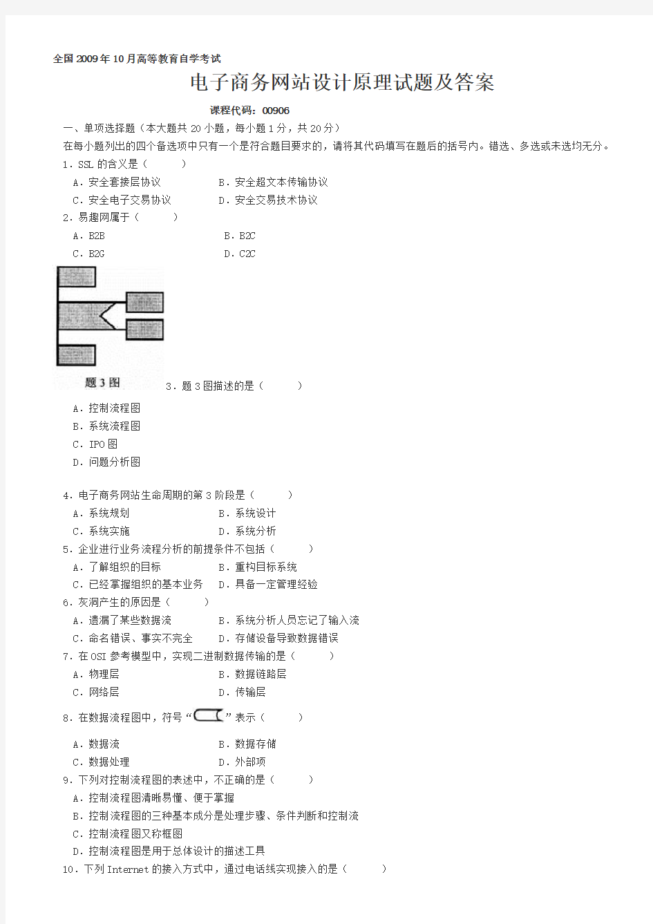 电子商务网站设计原理试题与答案