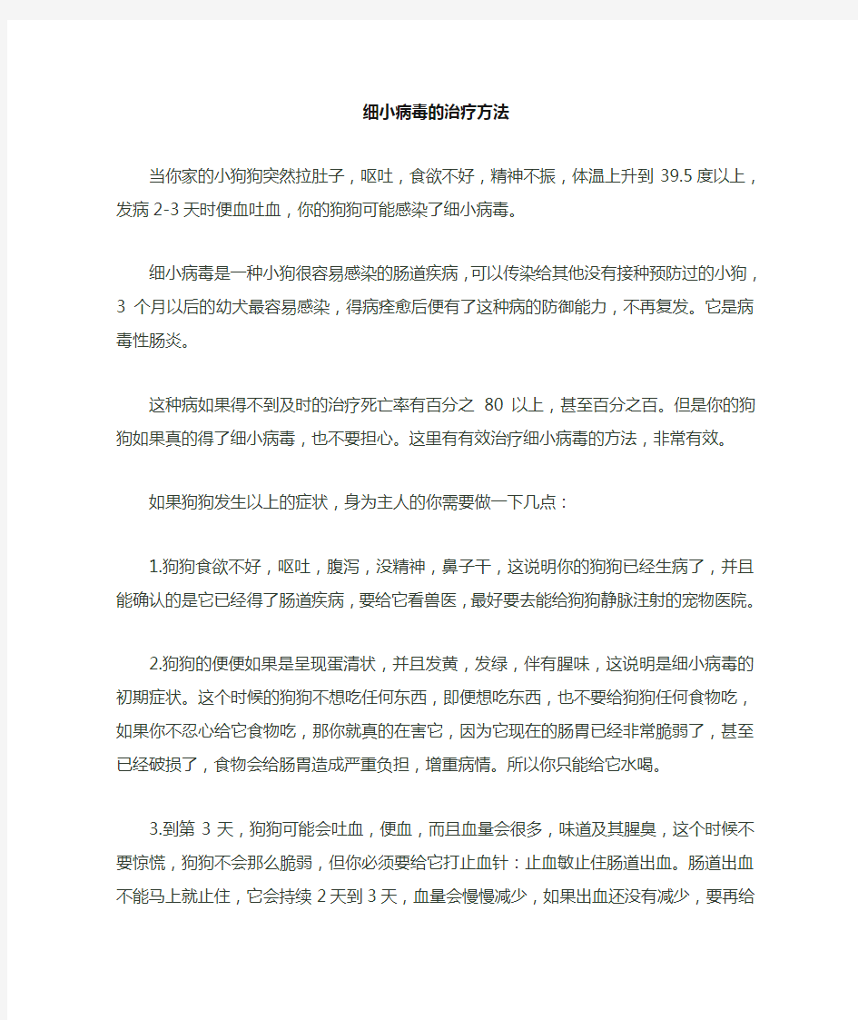 细小病毒的治疗