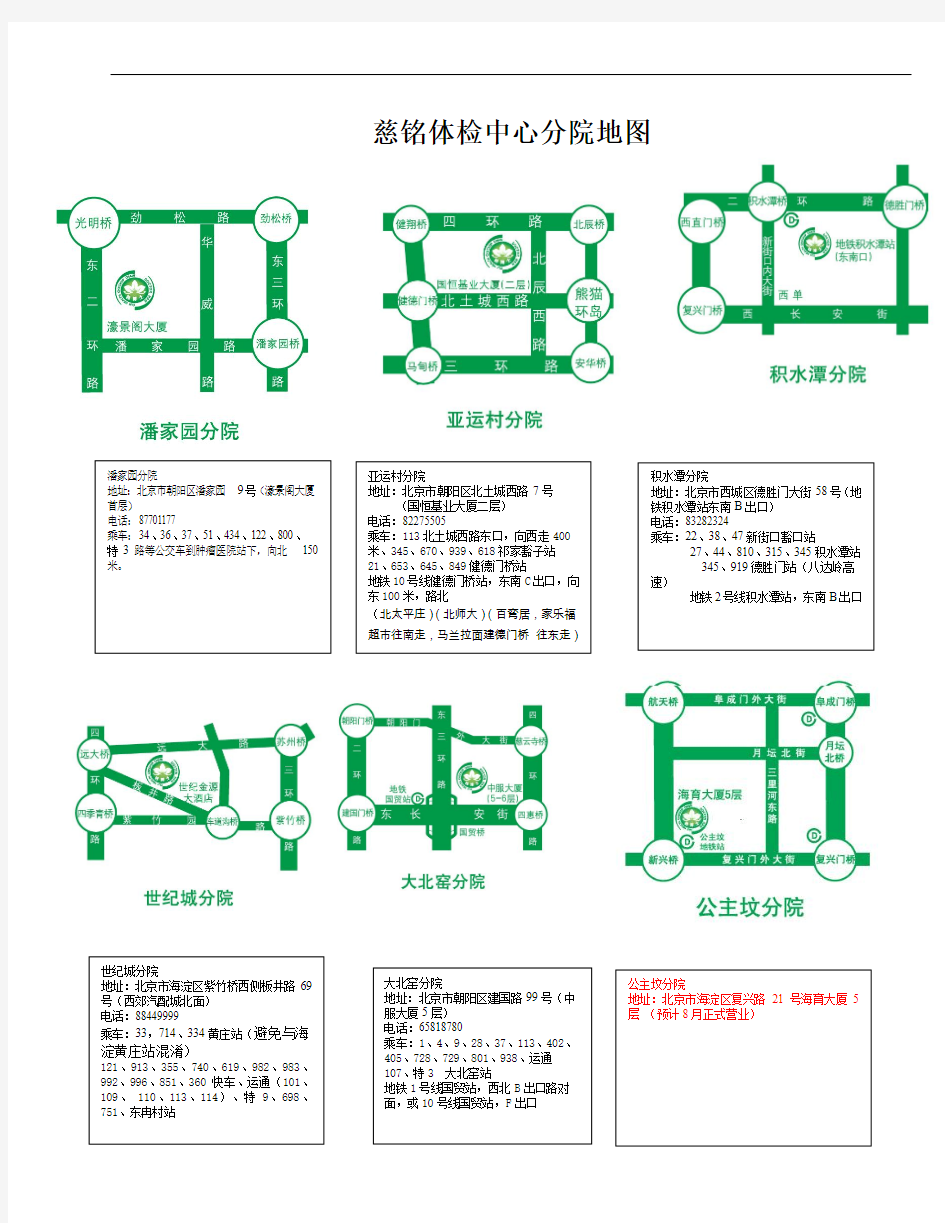 慈铭体检须知以及地址