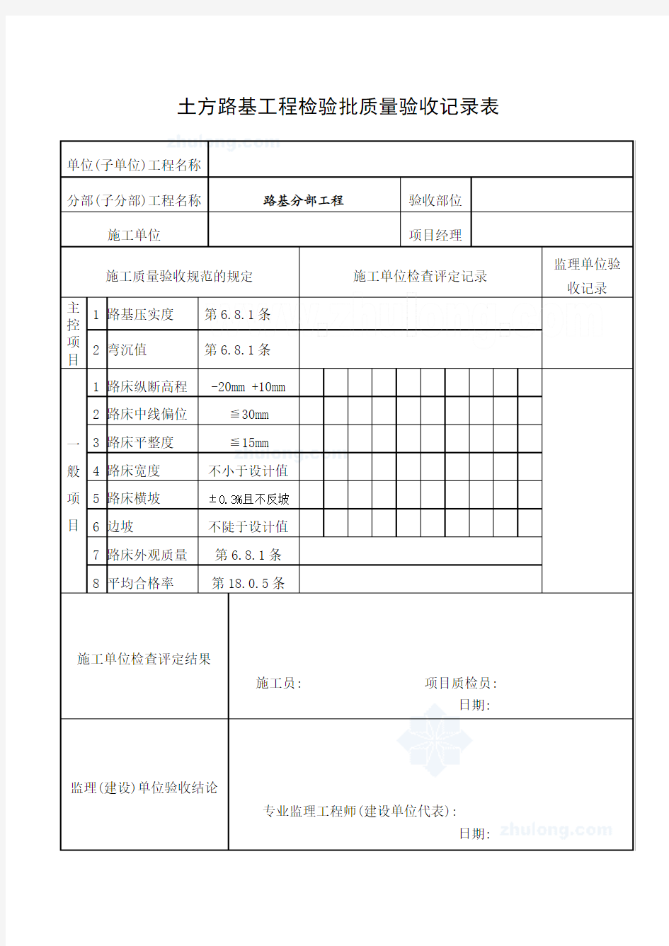 市政道路工程质量验收表格(路基、路面)_secret