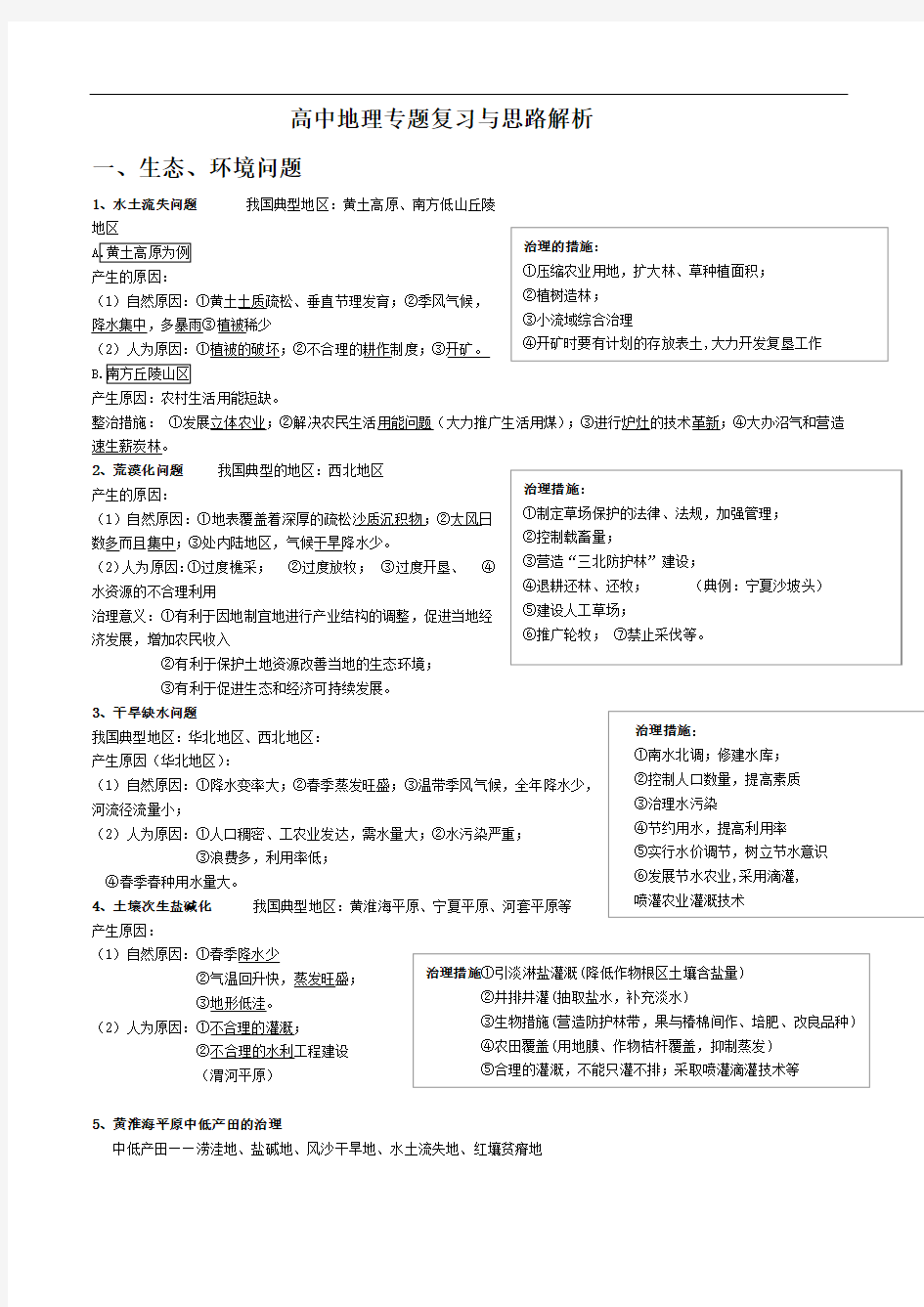 上海高中地理专题复习及思路分析