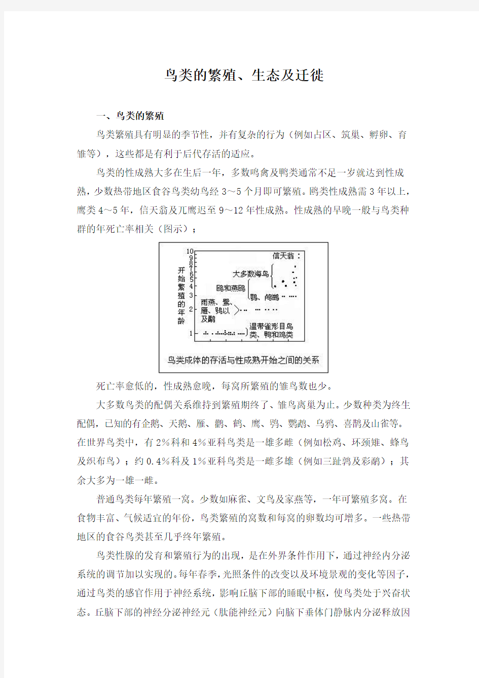 鸟类的繁殖、生态及迁徙