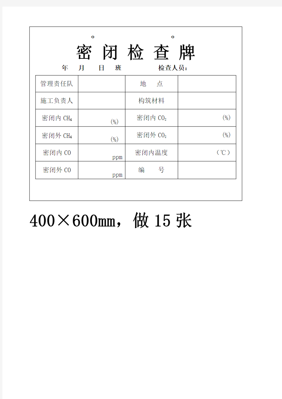 煤矿通风专业各类管理牌模板