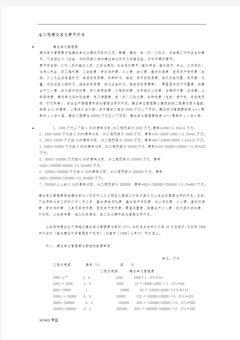 陕西省工程建设其他费用标准