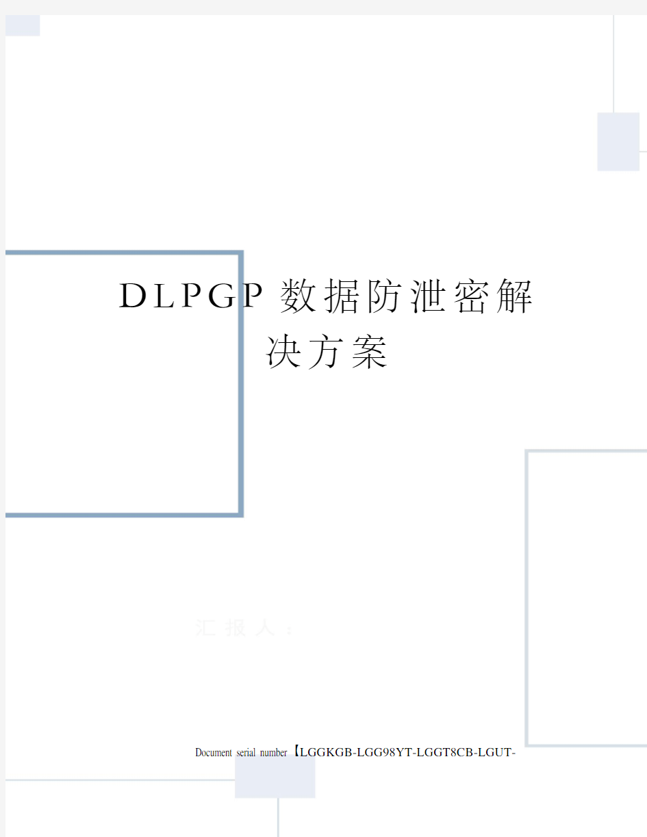 DLPGP数据防泄密解决方案