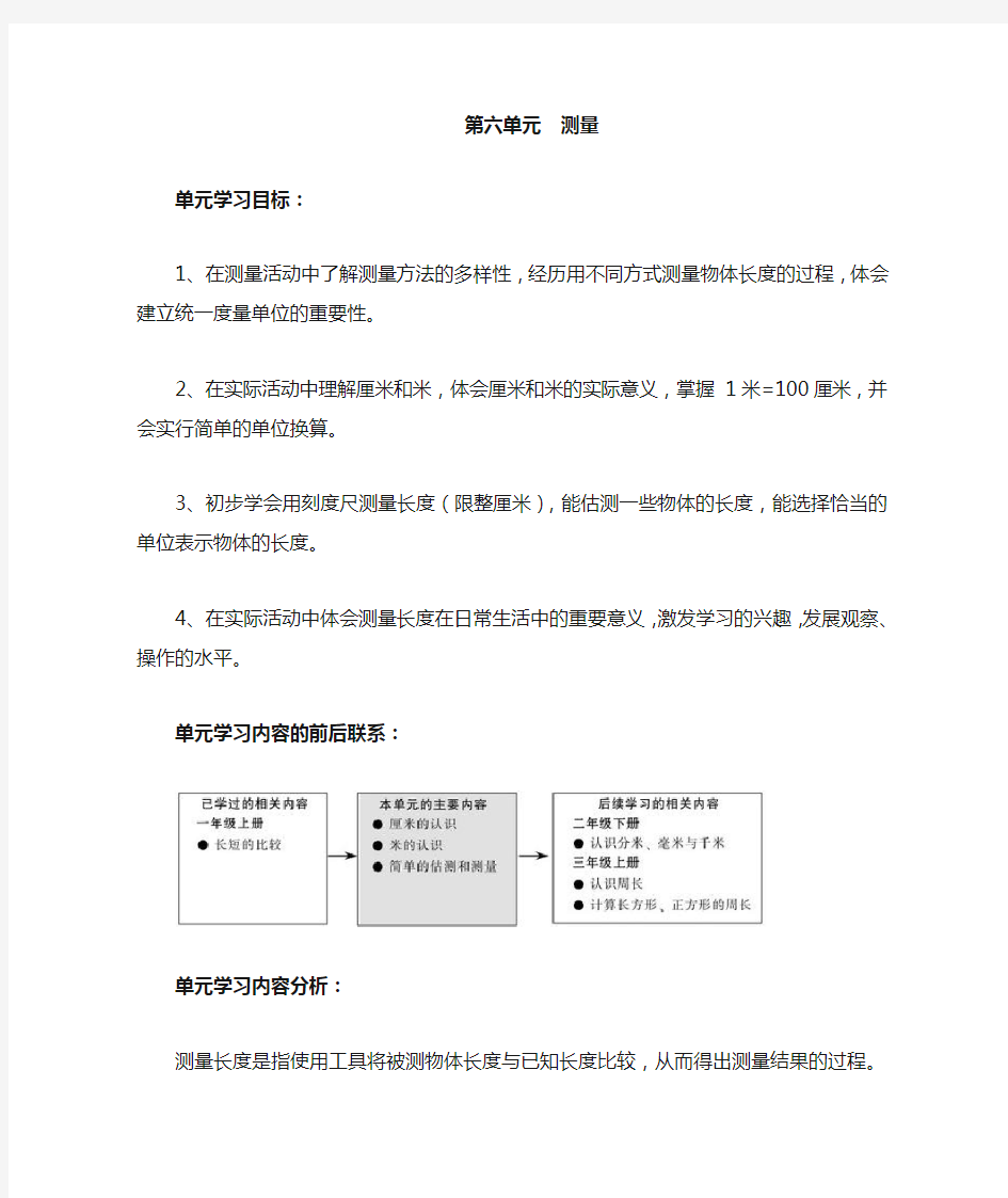 二年级数学上册第六单元测量知识结构图