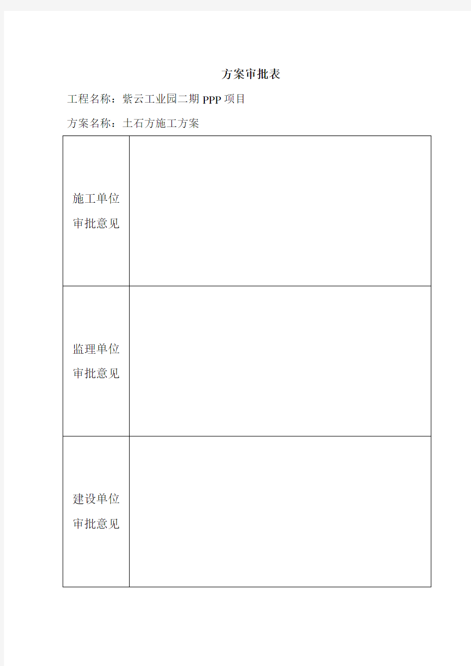 专项方案、施工组织设计审批表及三方会签表