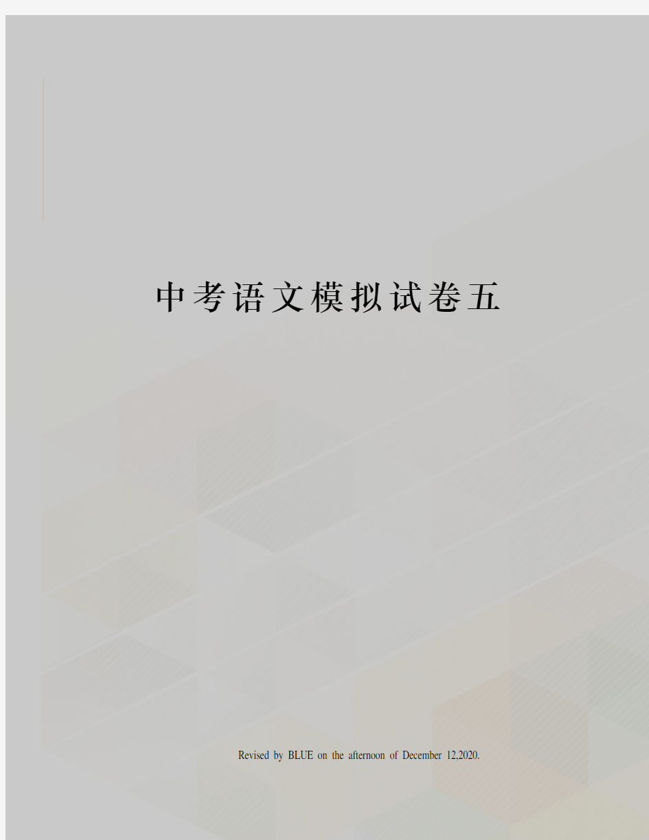 中考语文模拟试卷五