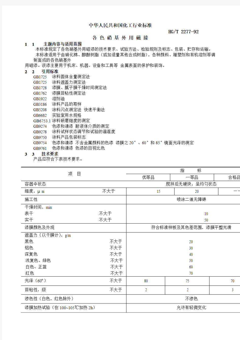 中华人民共和国化工行业标准