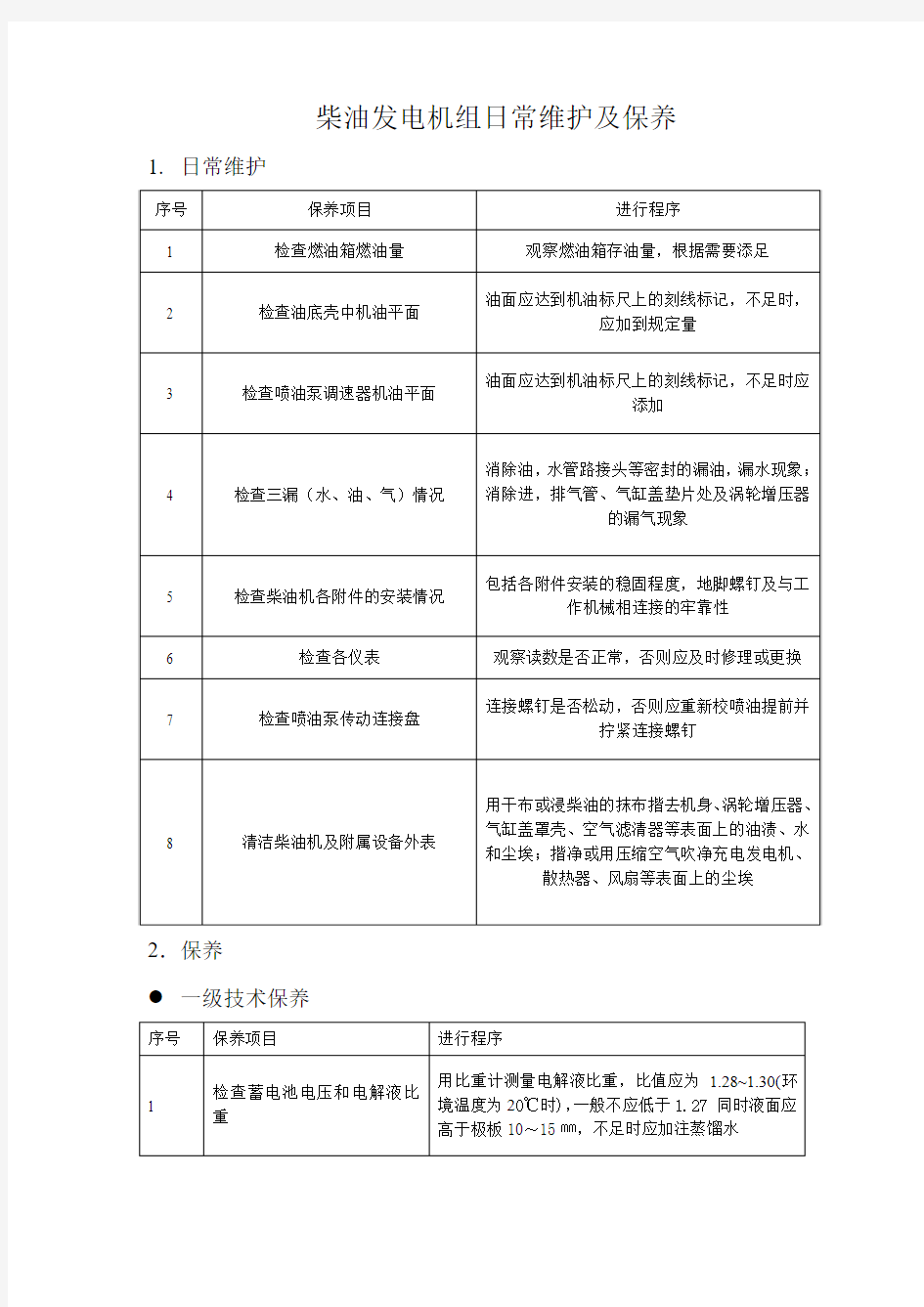 柴油机日常维护及保养