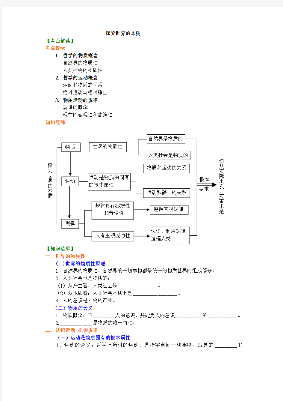 14知识讲解 探究世界的本质