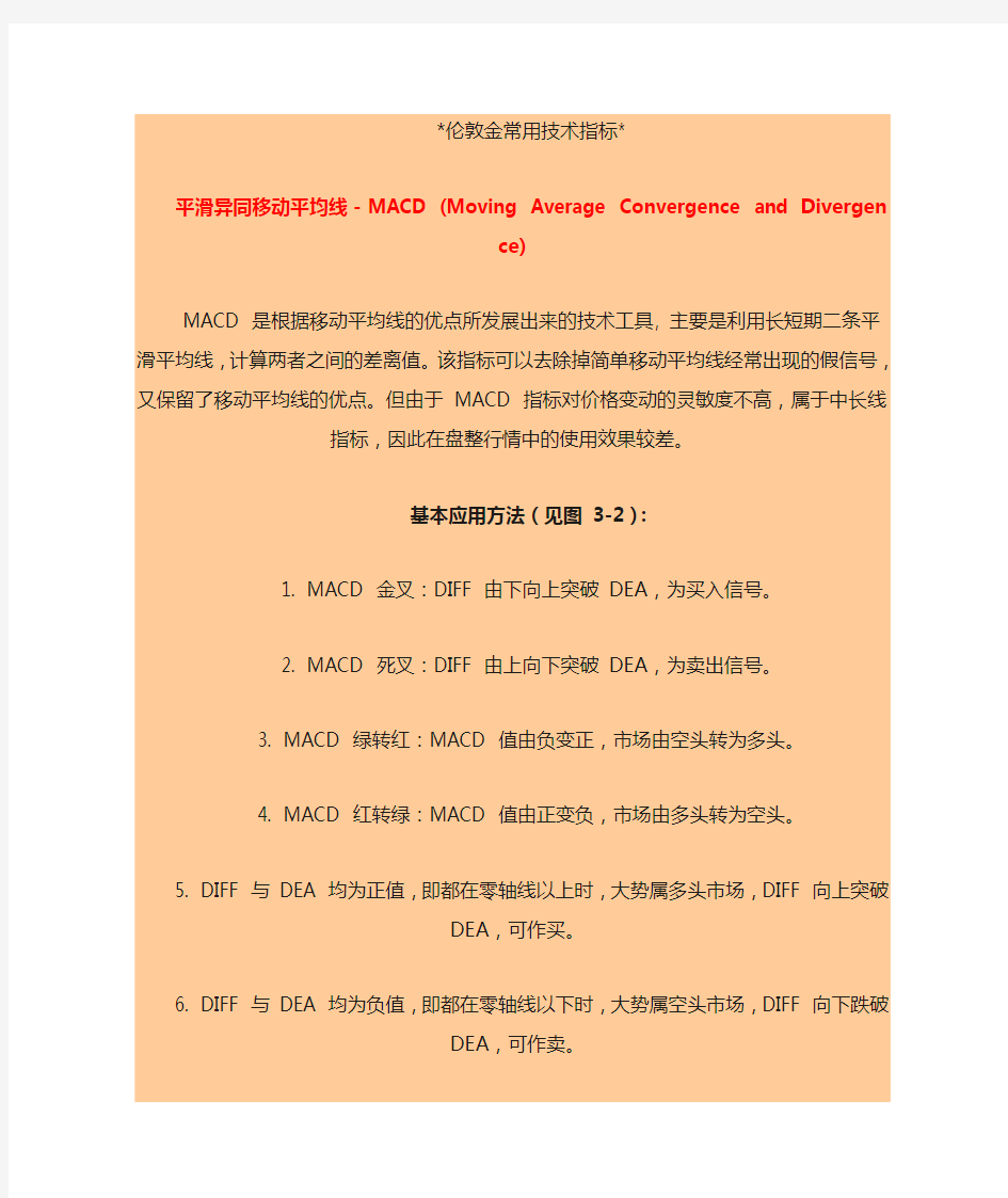 现货黄金常用技术指标图解