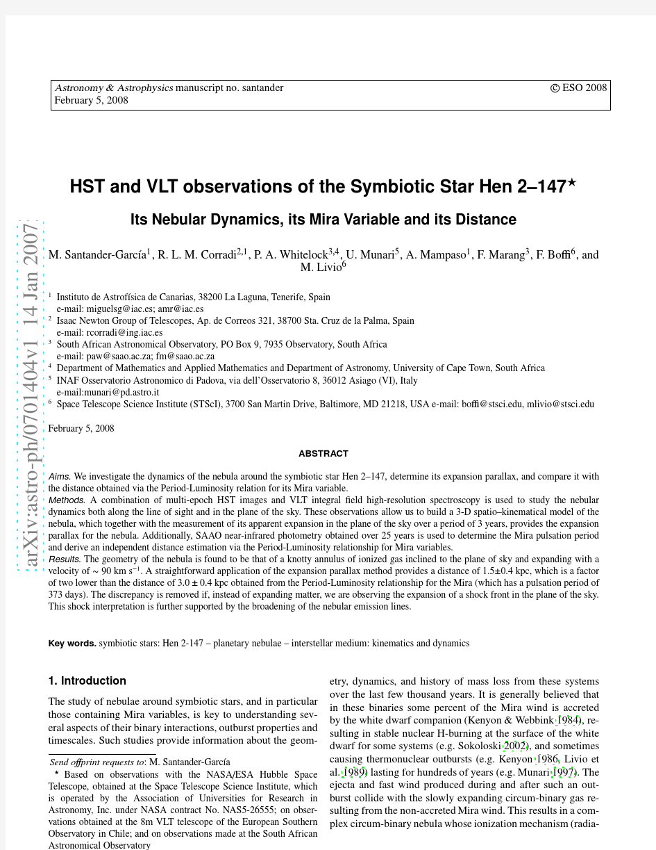 HST and VLT observations of the Symbiotic Star Hen 2-147