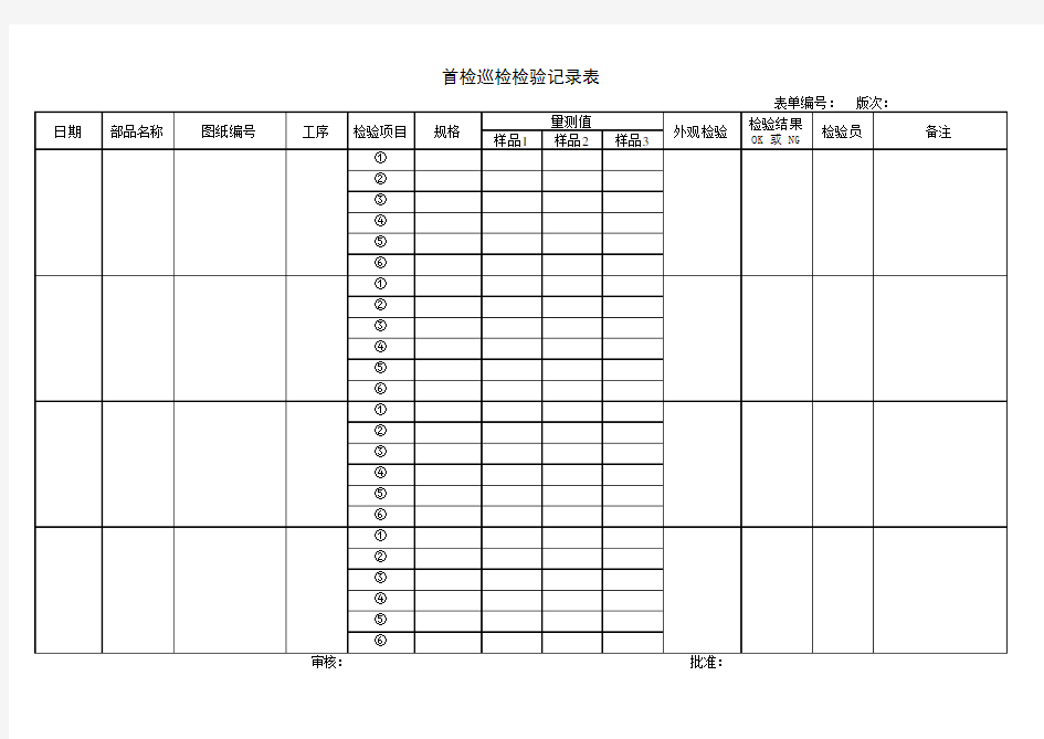 首检巡检检验记录表单