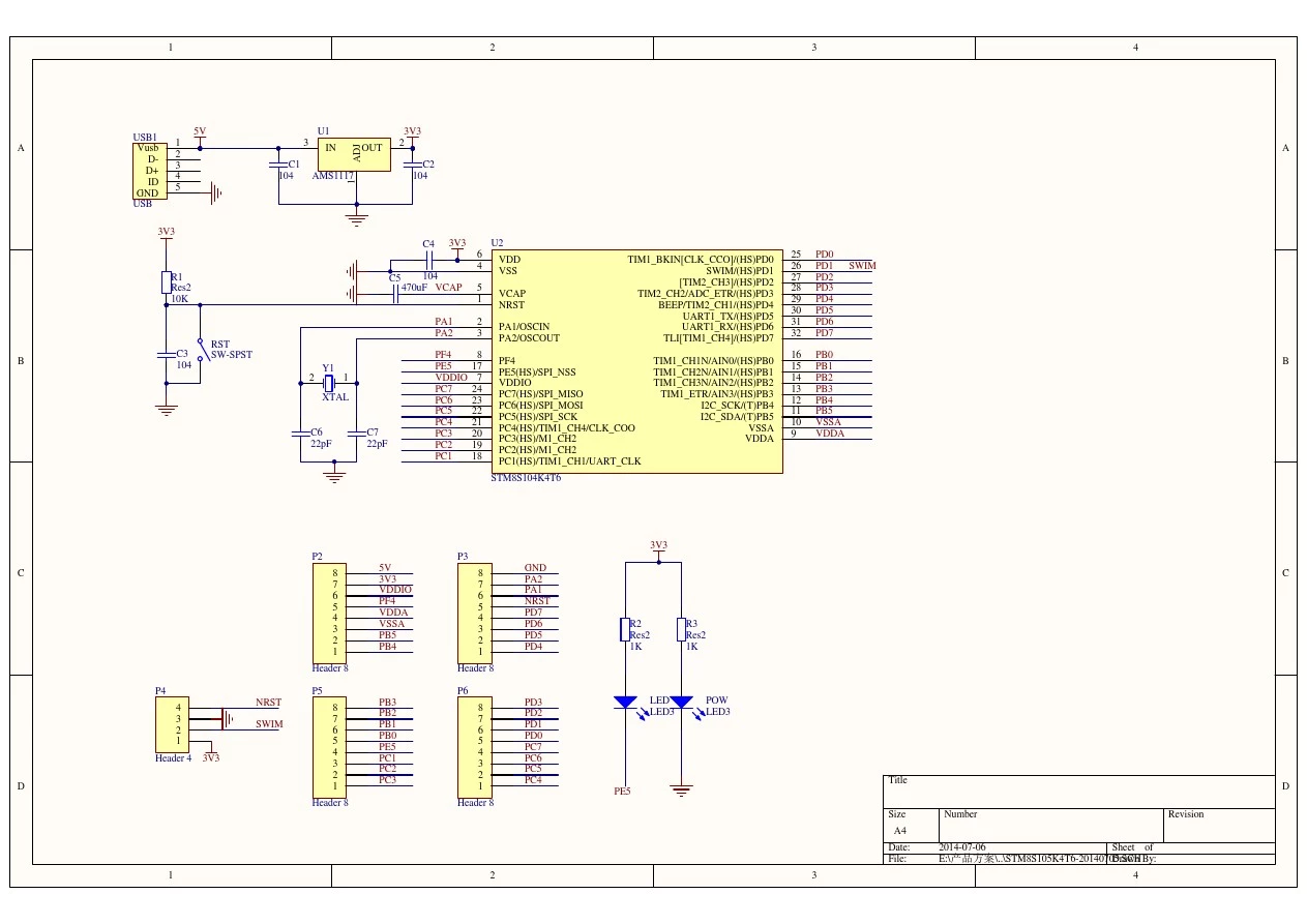 STM8S105K4T6原理图