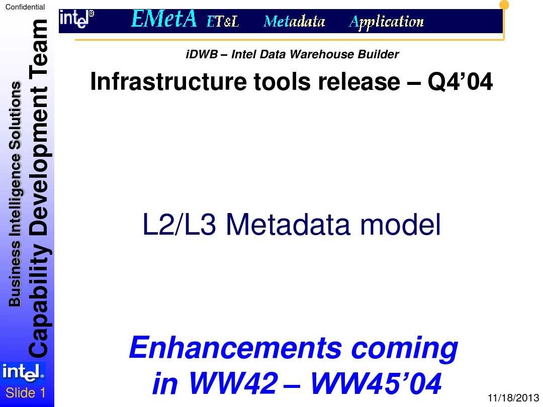 英特尔大学进修课程 - 大资料库介绍 Teradata Data Warehouse L2 L3 metadata model