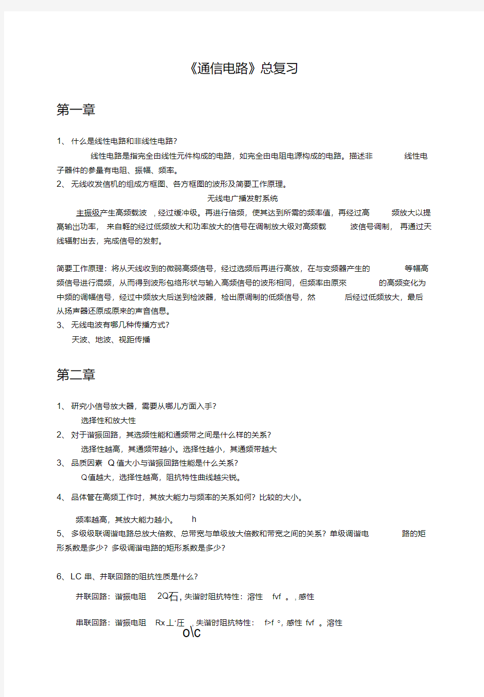 《通信电路》复习提纲V21.docx