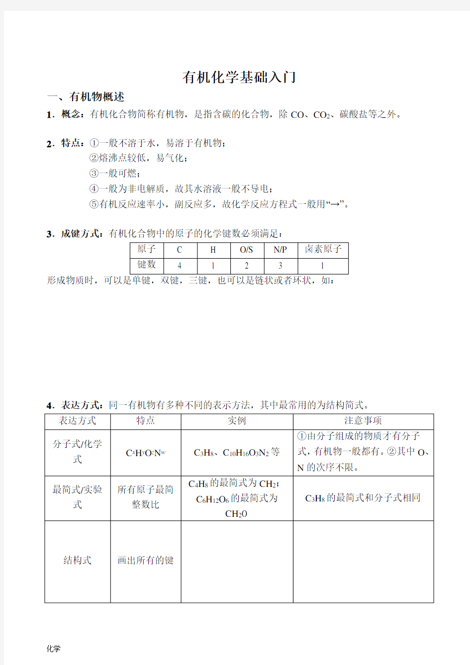 高中化学选修五——有机化学基础入门(知识点总结)