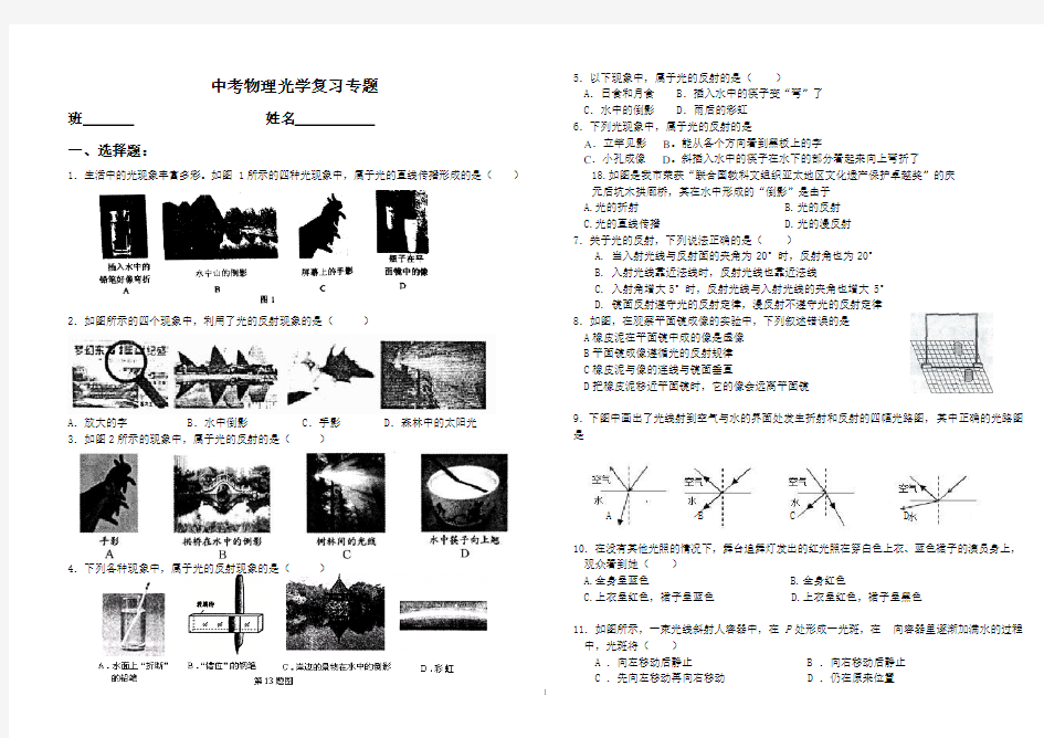 中考物理光学复习专题