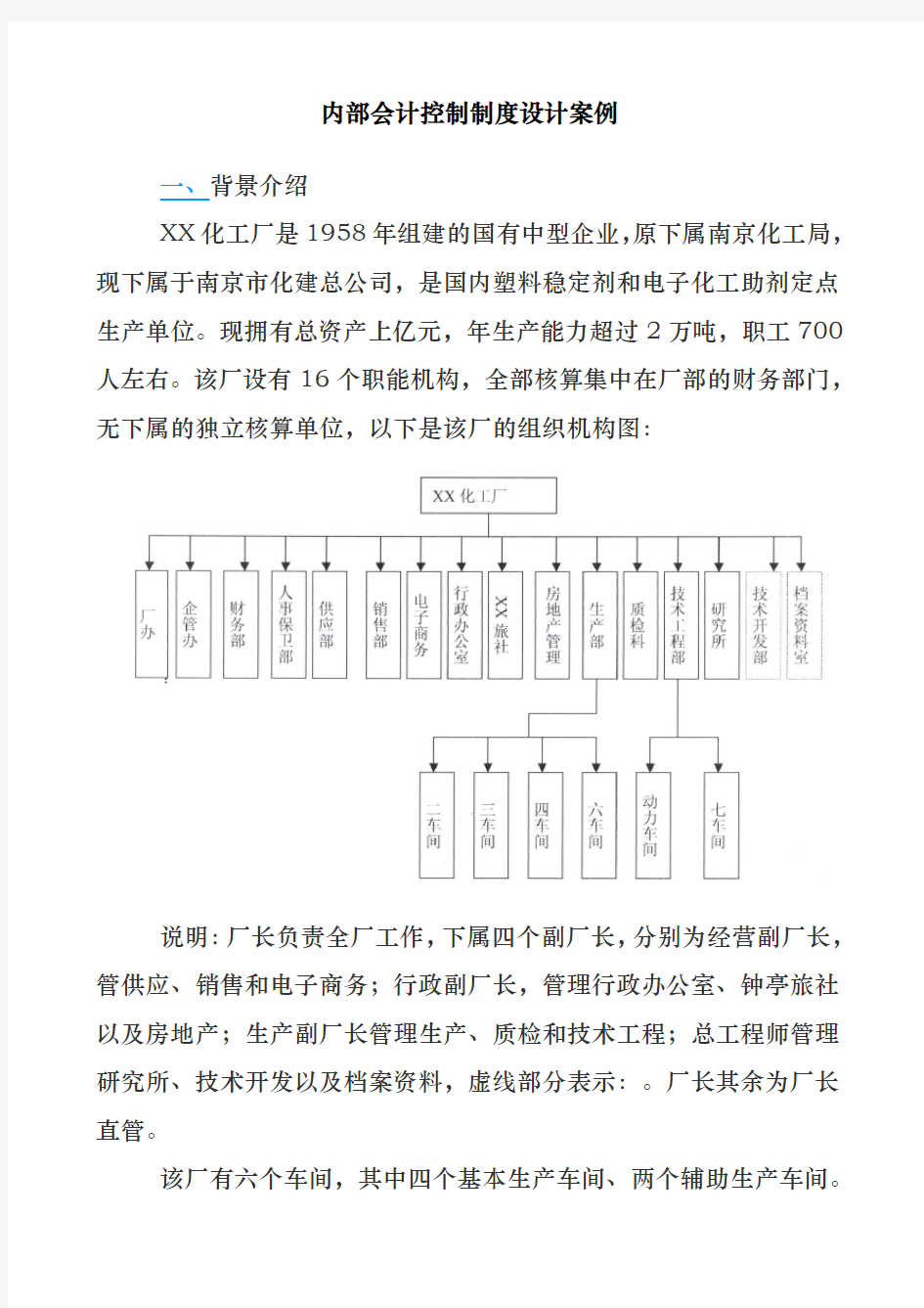 某化工厂内部控制设计案例