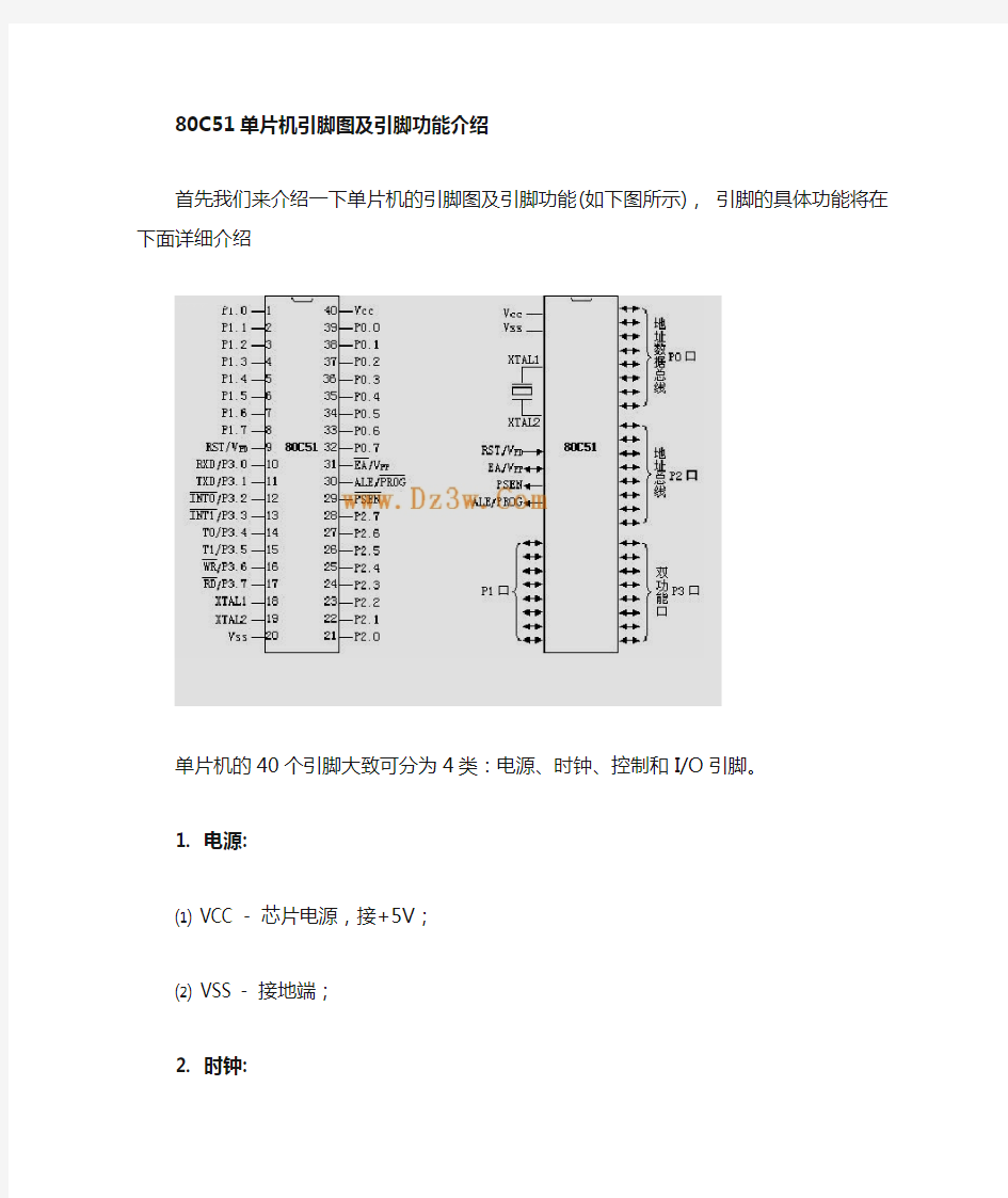 C51单片机引脚图及引脚功能介绍