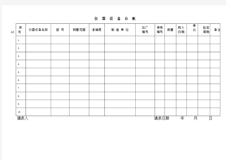 仪器设备使用全部表格