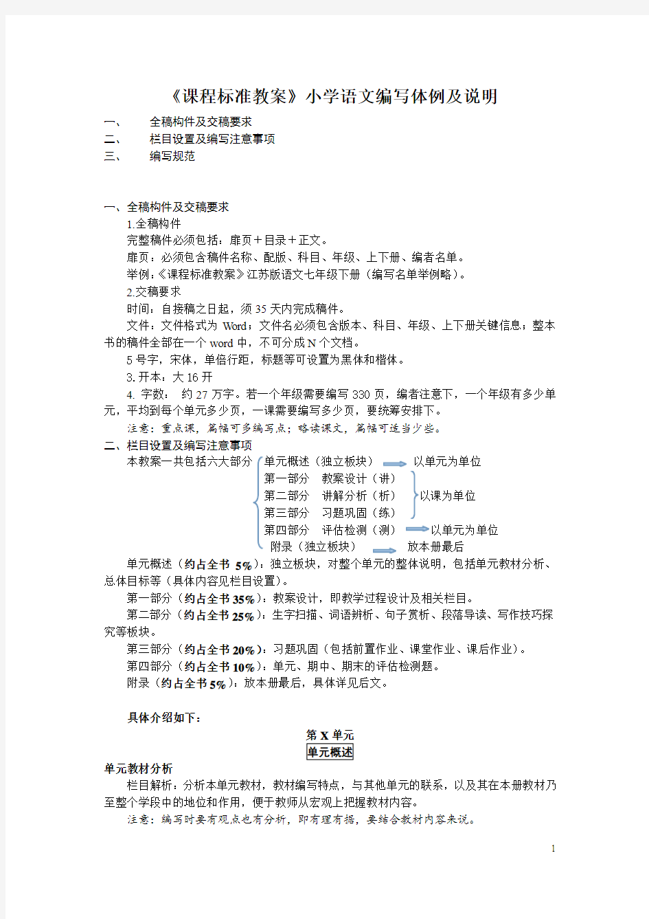 小学语文教案编写体例2015.3.18