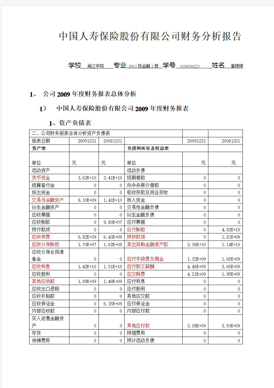 中国人寿财务分析报告