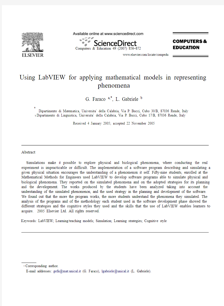 33 2007Using LabVIEW for applying mathematical models in representing phenomena