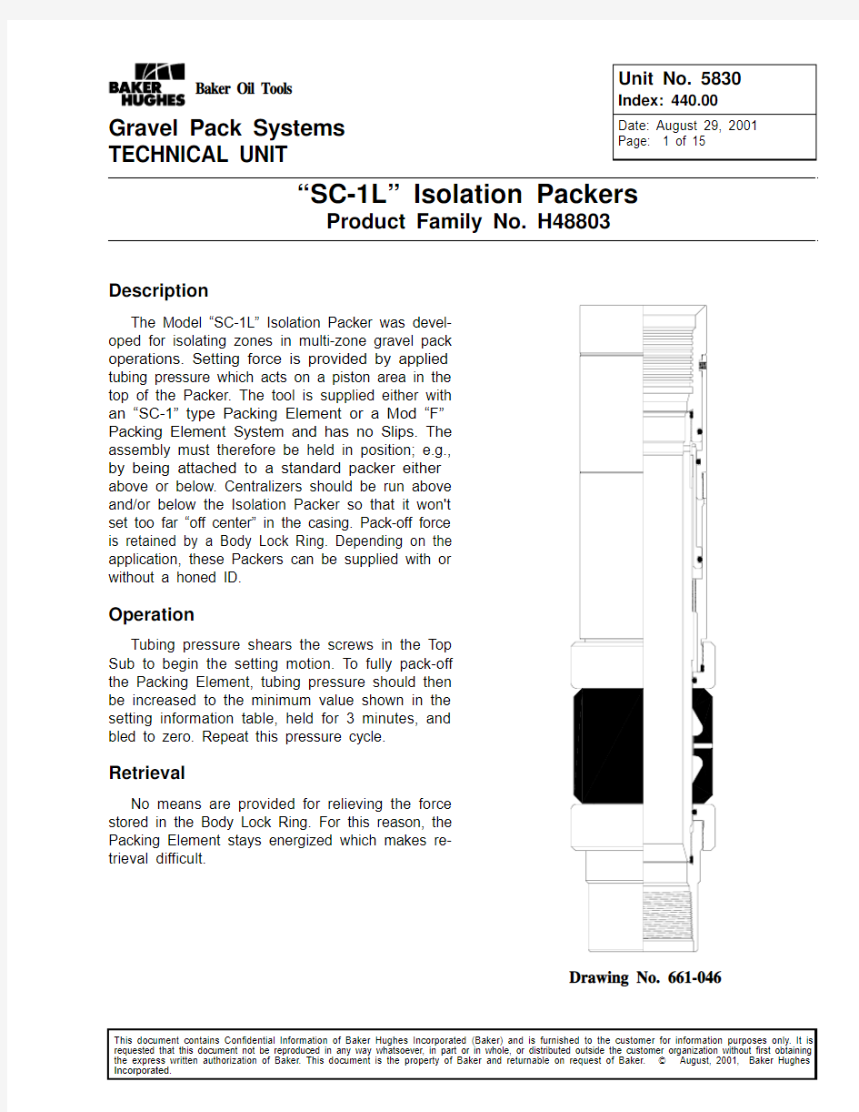 SC-1L ISOLATION PACKERS H48803