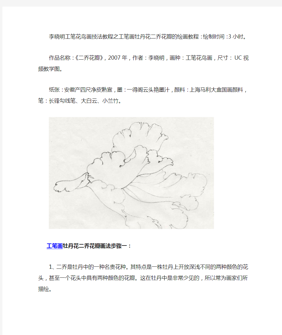 工笔二乔牡丹花瓣画法