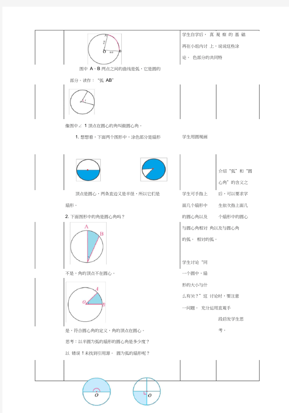 苏教版小学五年级数学下册《扇形的认识》精品教案