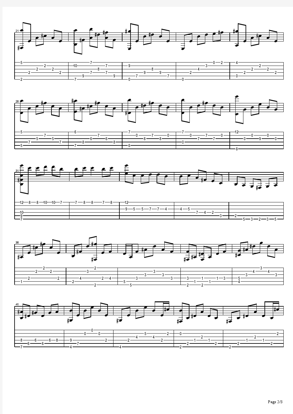 卡伐蒂娜(独奏)古典吉他 六线谱