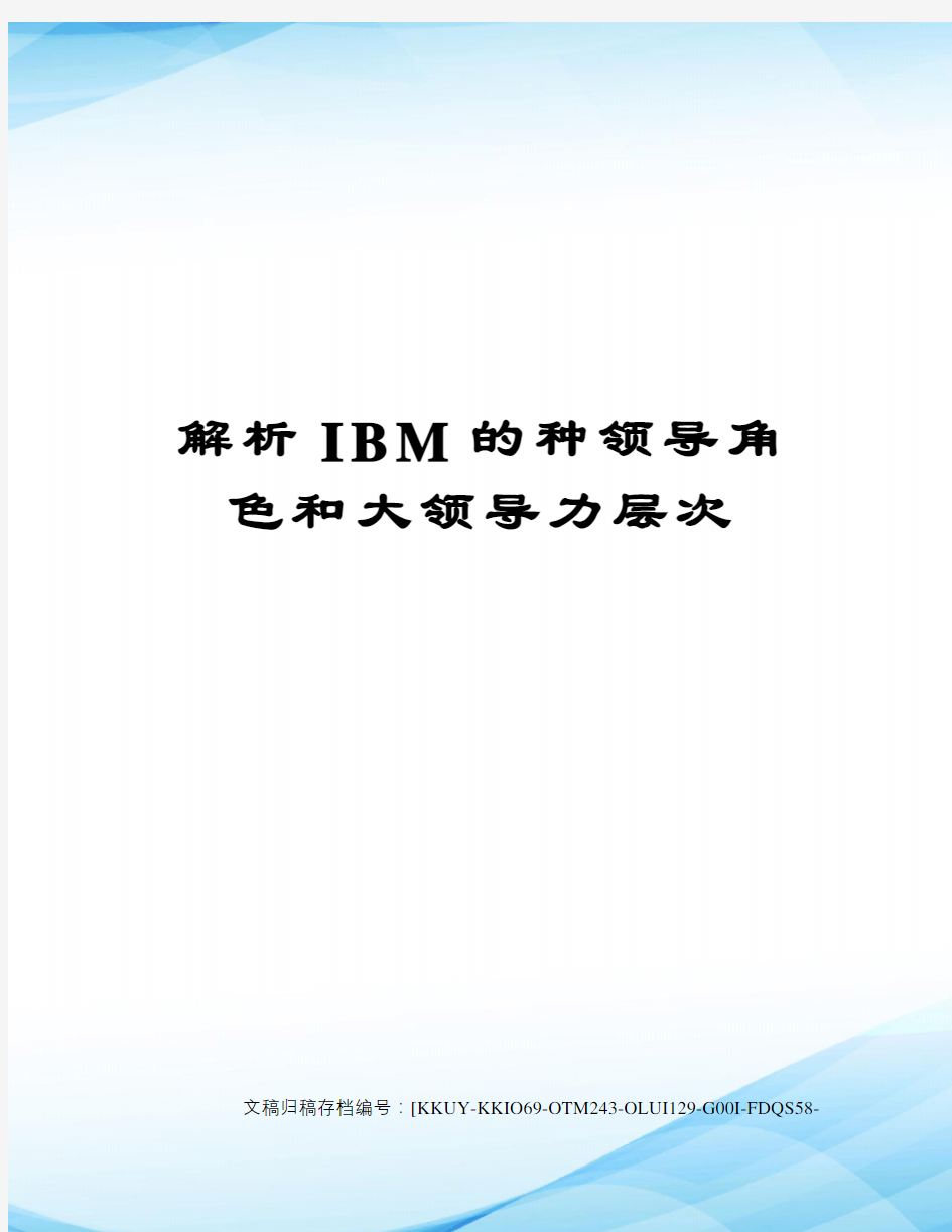 解析IBM的种领导角色和大领导力层次(终审稿)