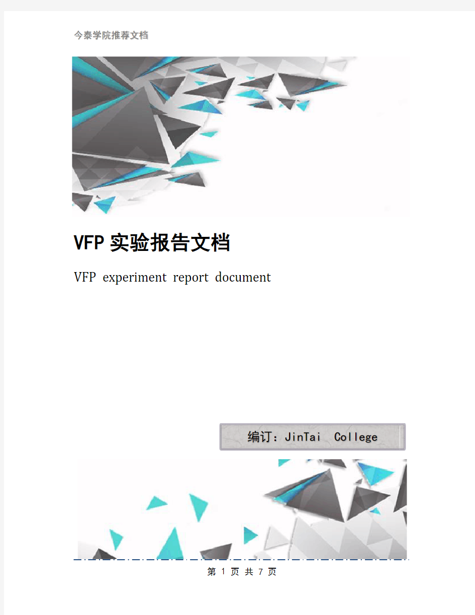VFP实验报告文档