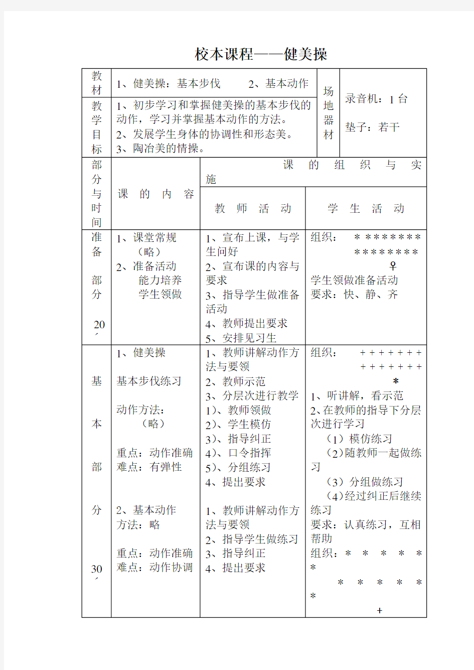 小学校本课程——健美操