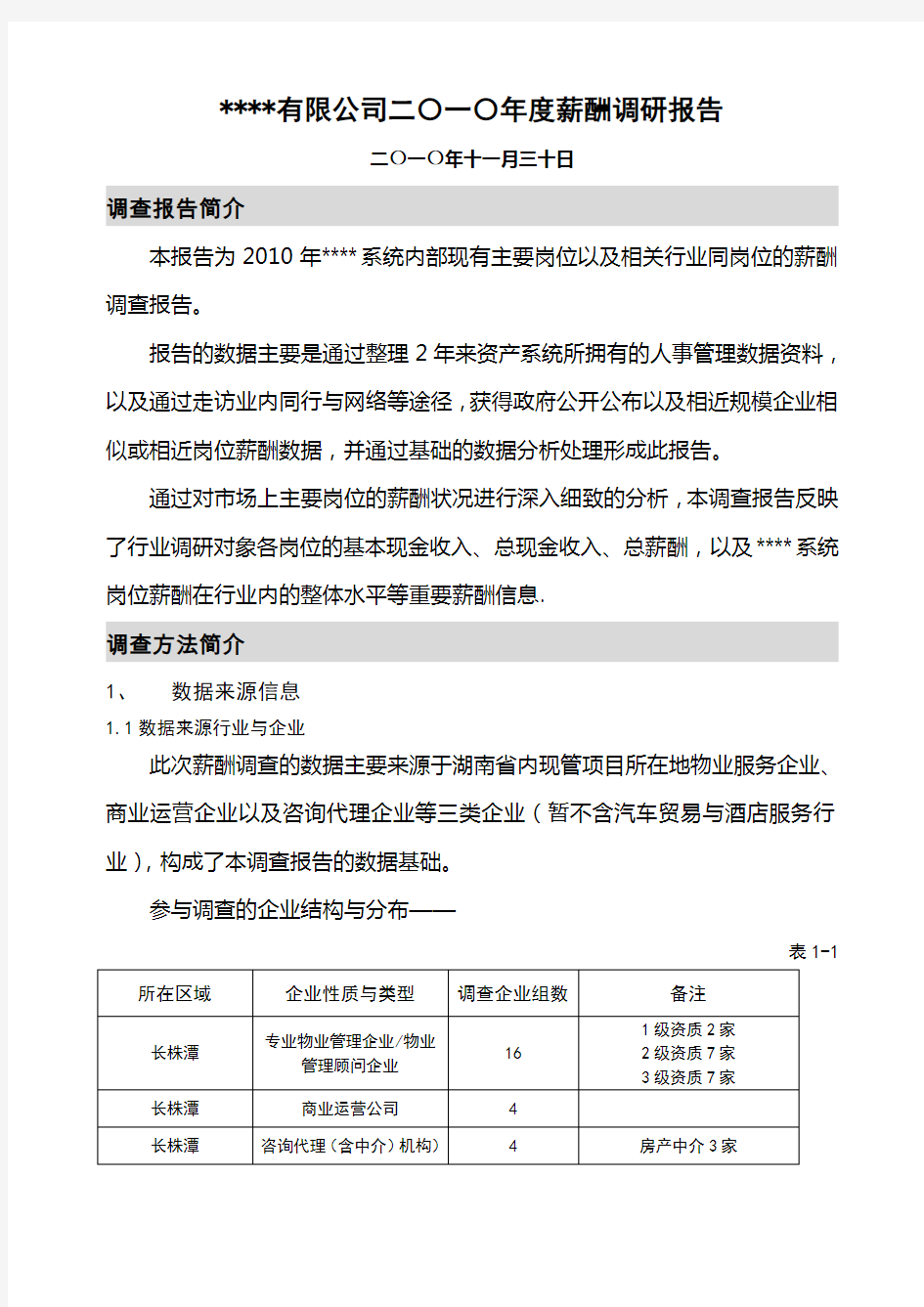 年度公司薪酬调查报告完整版