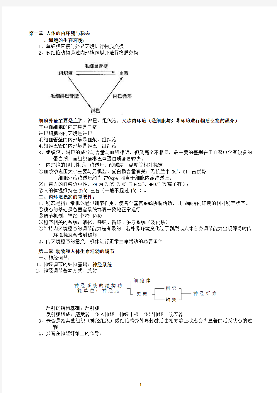 精选高中生物必修三知识点总结(全)