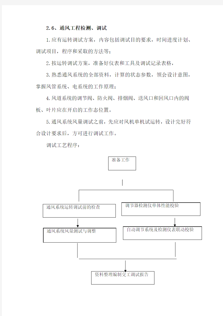 通风工程检测、调试