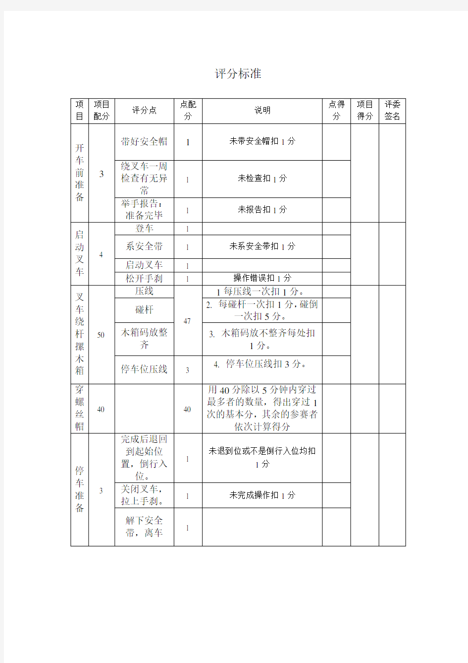 叉车司机(高级)技能试题