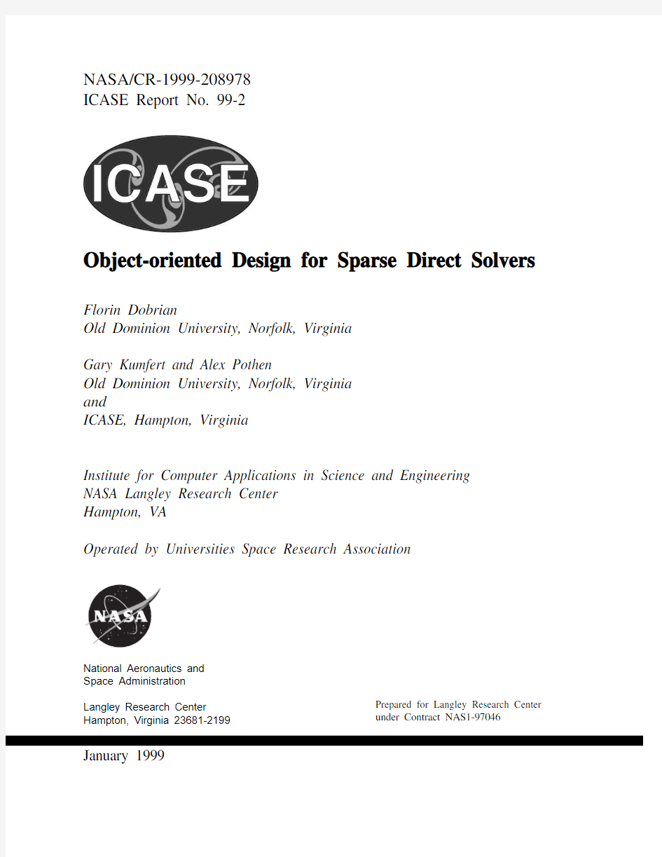 Object-oriented design for sparse direct solvers