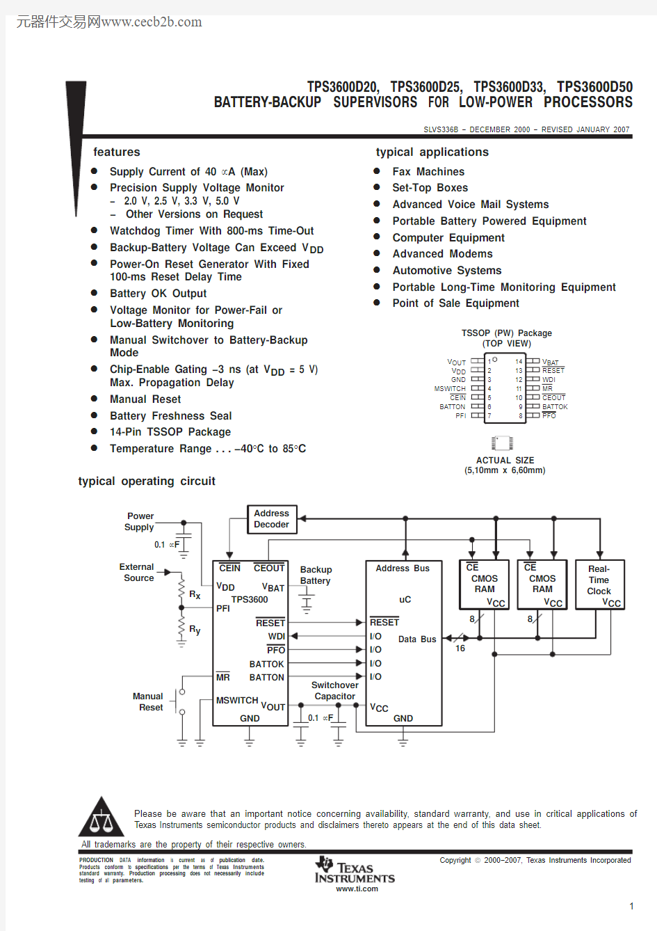 TPS3600x50PWR中文资料